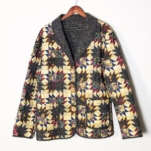 Donna Sharp Women’s Coat Eclectic Grandpa Y2K Quilted Pattern Patchwork Size XL